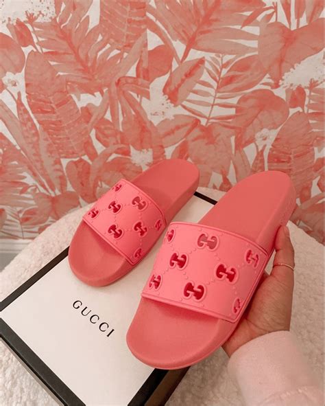 gucci rubber slides pink|pink Gucci slides nordstrom.